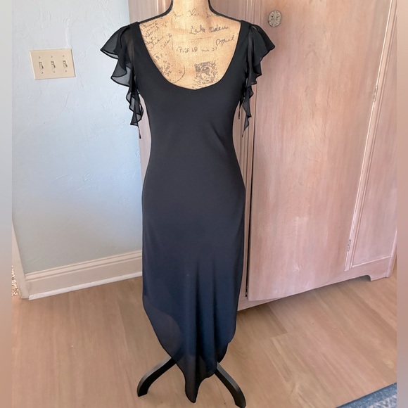 Vintage Y2K Lapis midi black dress silk M dark fairy whimsigoth witchy 90’s - Picture 1 of 15